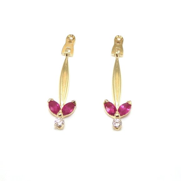 Pre-Owned Ruby & Diamond Earring Jackets in 14K 14K Gold Natural Ruby Diamond Earring Jackets